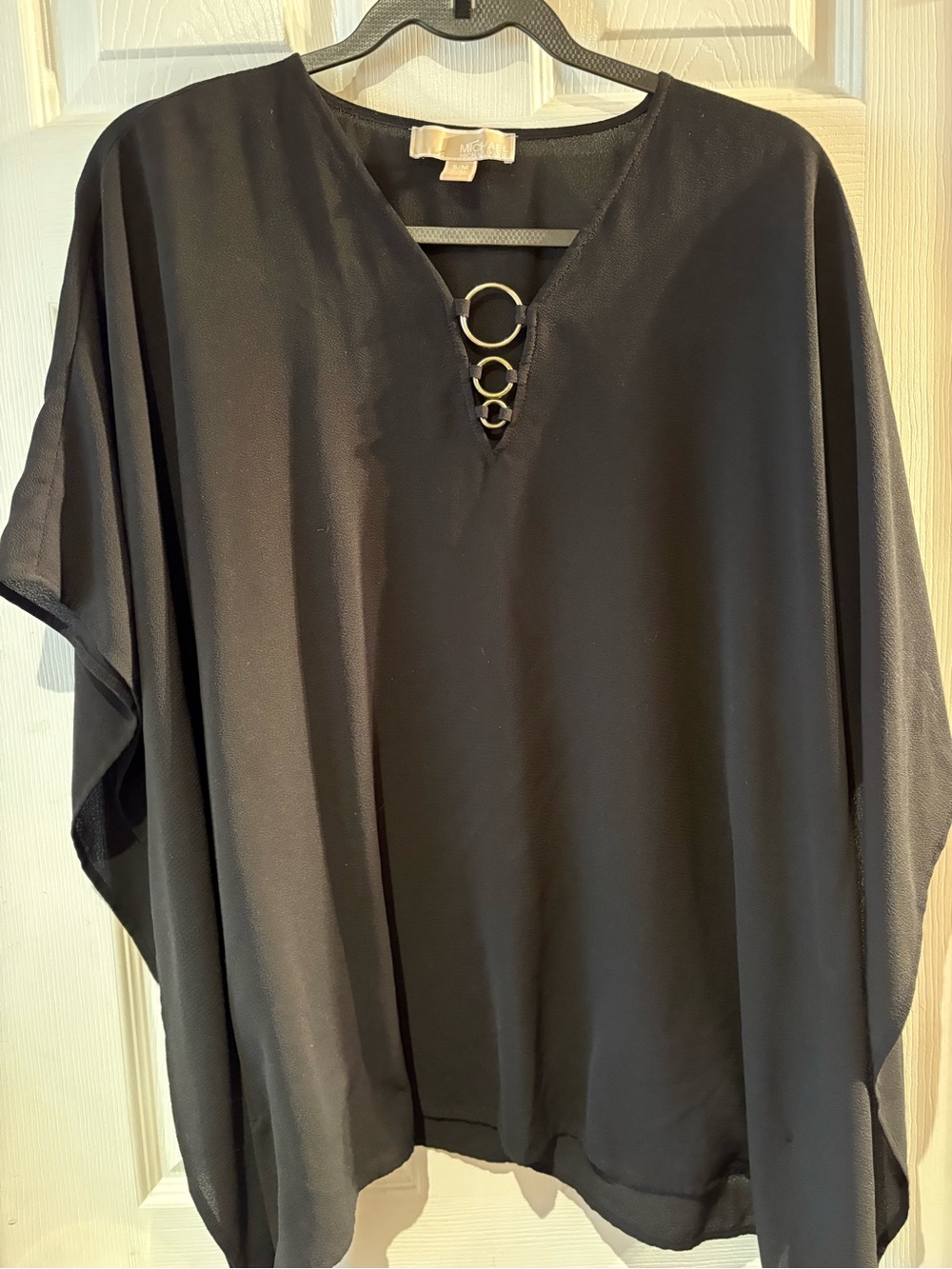 Michael Kors Black V-Neck Tunic with Gold Ring Detail